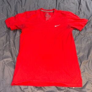 NIKE RED V NECK SHIRT